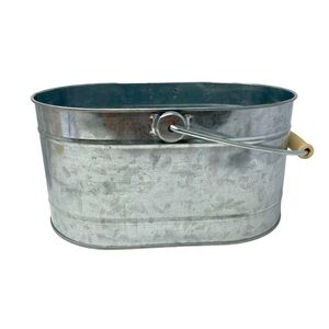 Galvanized Tin Oblong Metal Bucket | 9.5”x6x4.5”